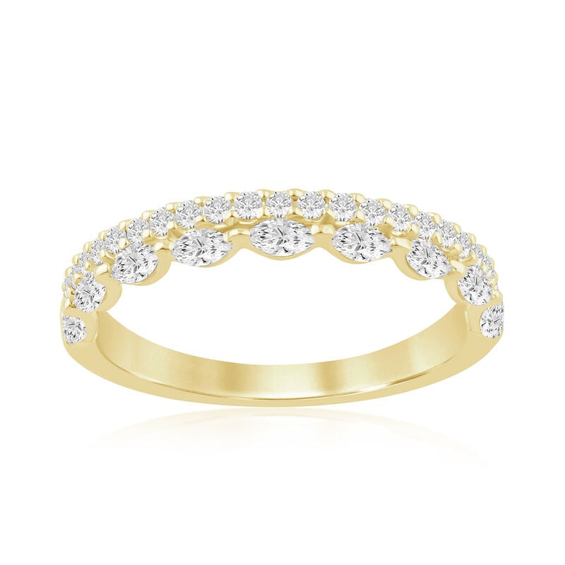 Lab Grown Diamond 1/2ctw. Marquise and Round Double Row Wedding Ring in 14k Yellow Gold image number null
